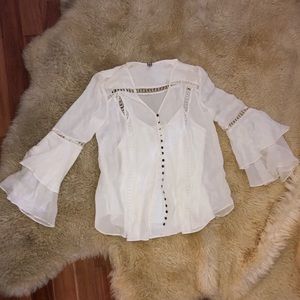 Haute hippie white blouse with bell sleeves BLACK FRIDAY SALE